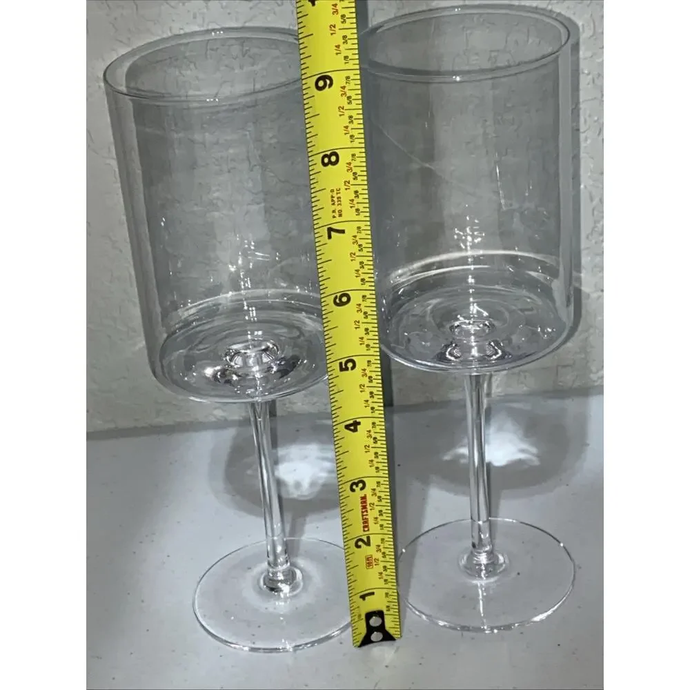 77 Hippos Cylindrical Long Stem Wine Glass Wedding Set 6 Glasses 3 Sets Of 2 NEW